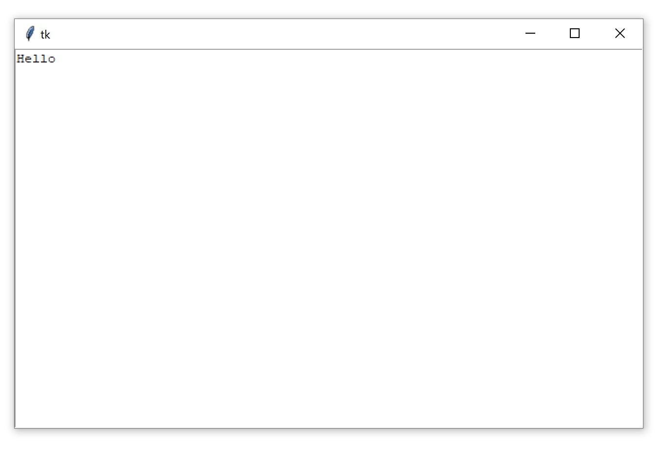 A Tkinter window containing a Text Box widget with the text "Hello"
