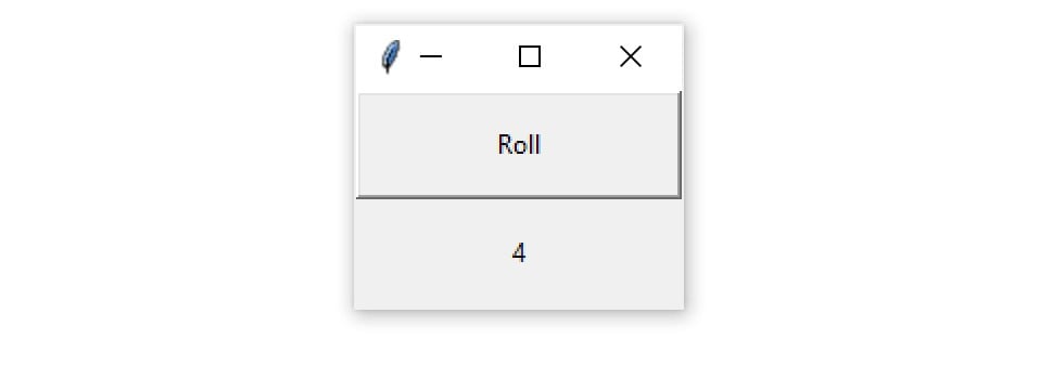 A Tkinter application with a "Roll" button that produces a random number between 1 and 6