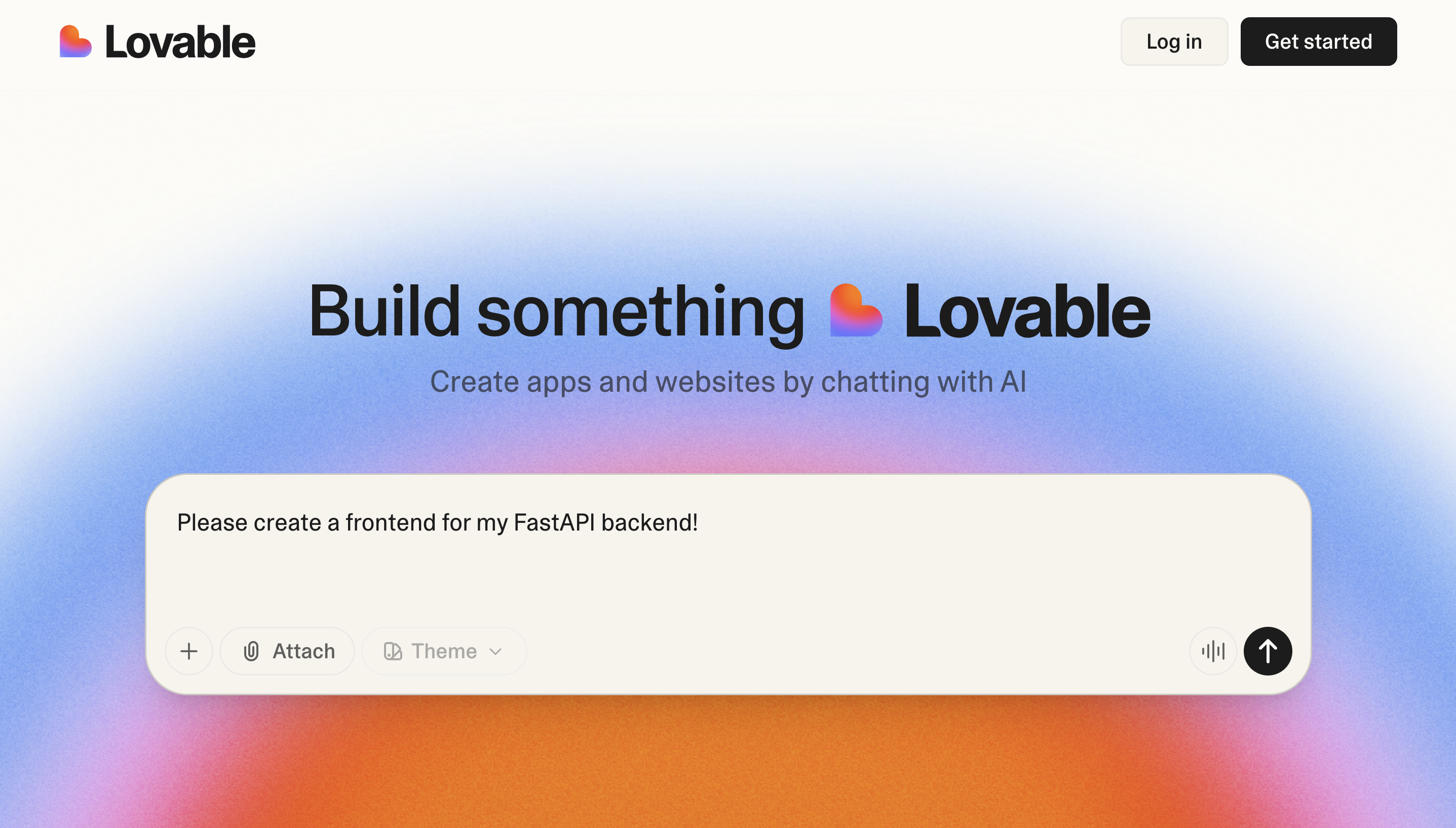 Screenshot of the lovable.dev landing page