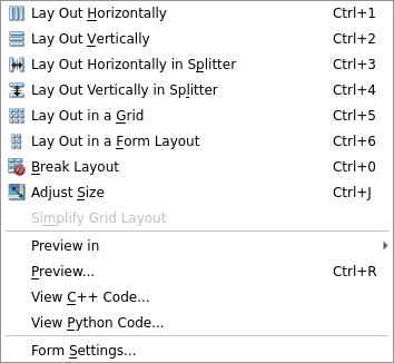 Qt Designer Form Menu