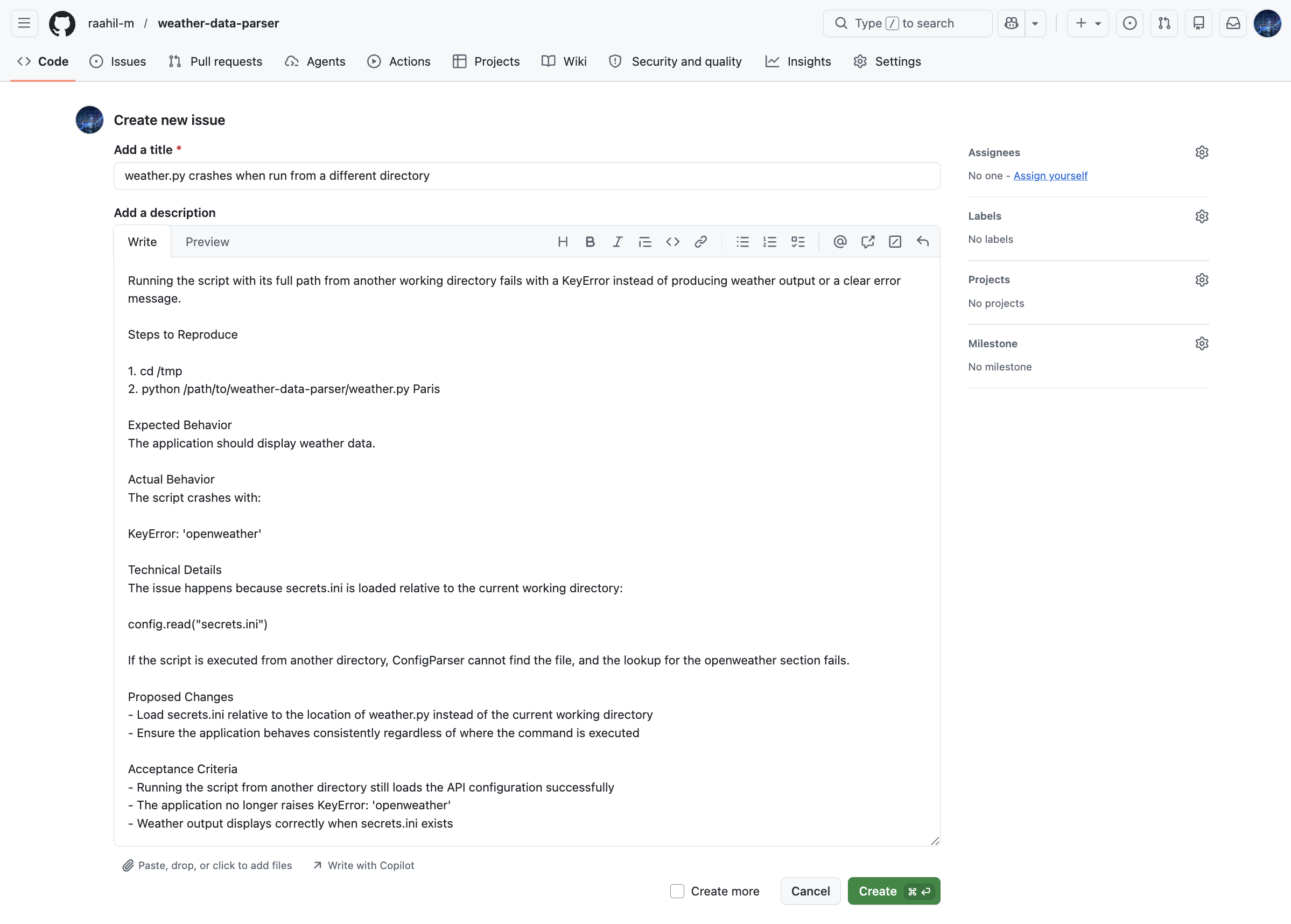 github-create-issues