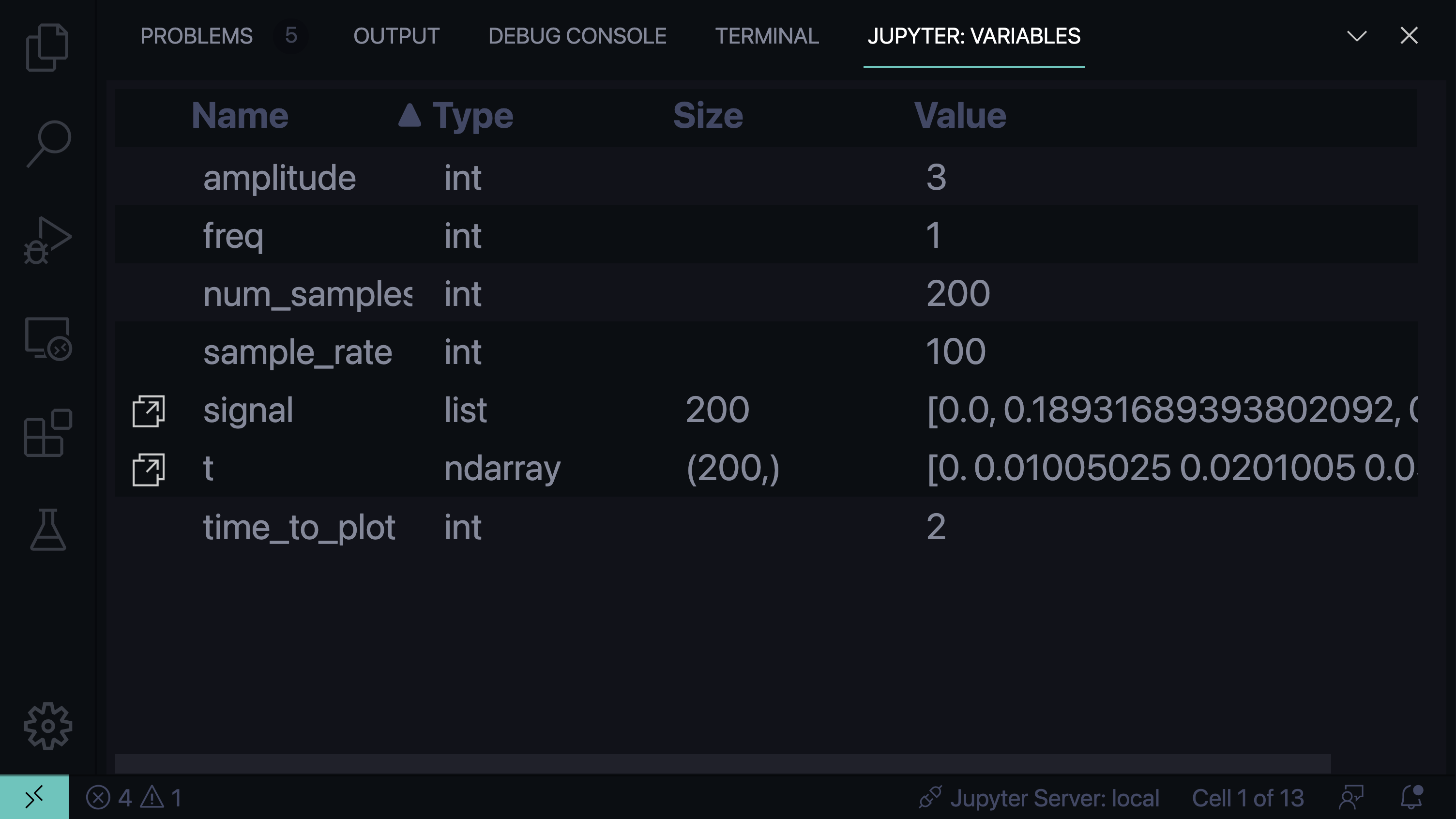 Symbol for showing the data viewer for more complex variables in the Jupyter variables view