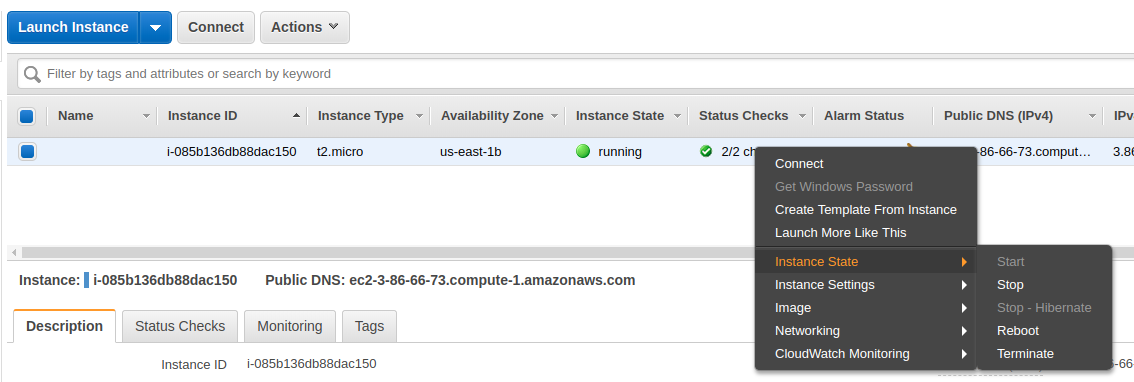 EC2 terminate or stop and instance