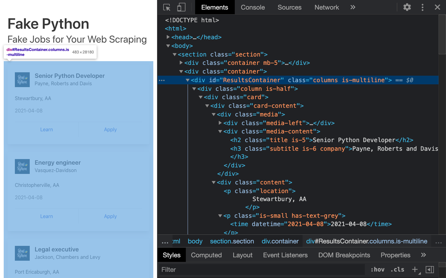 creating a webscraper in python