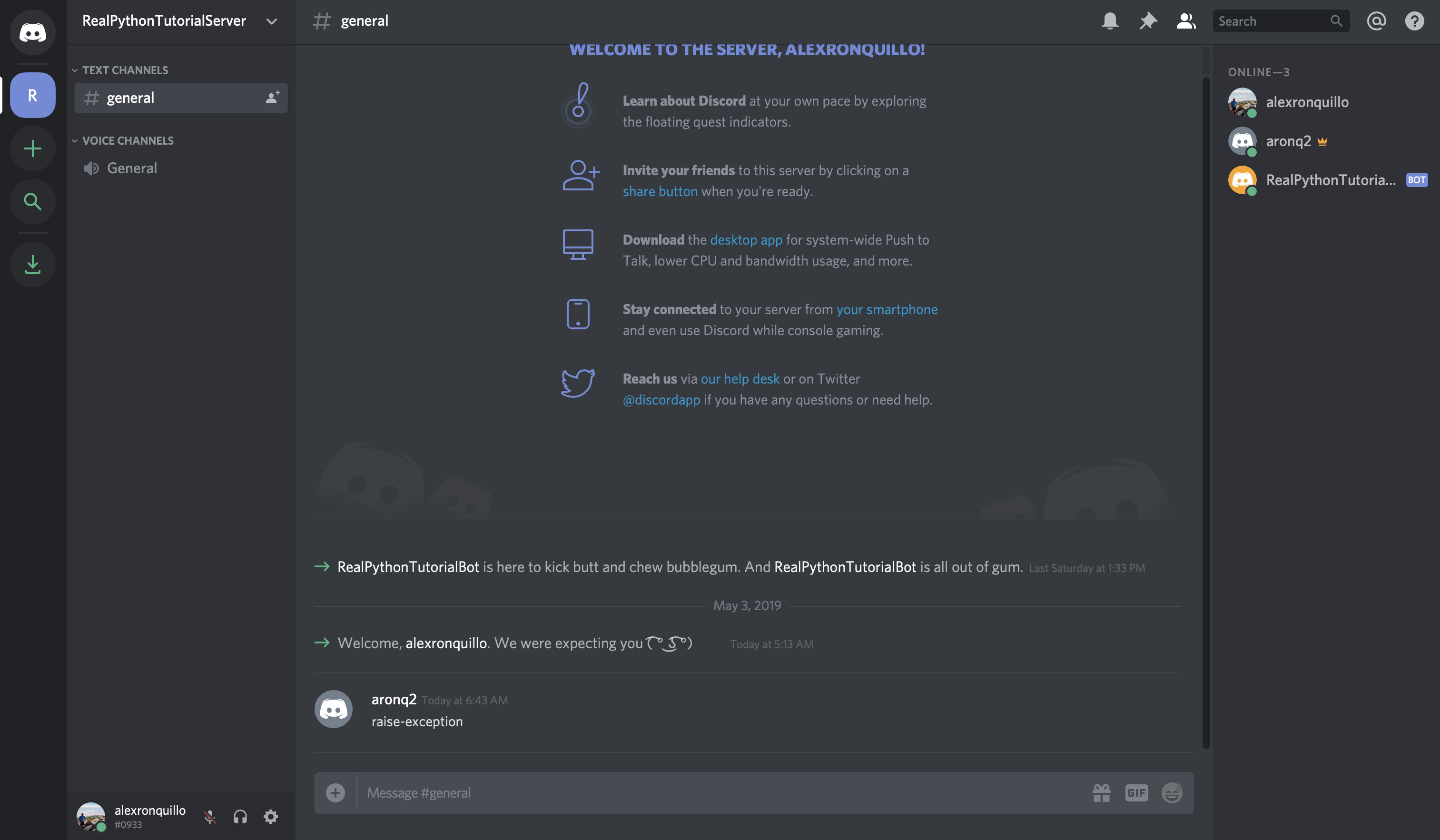 Discord: Raise Exception Message