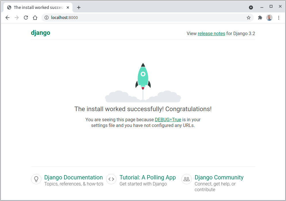 Django Welcome Page on Localhost