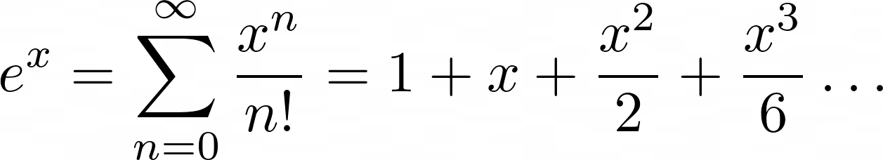 The equation for the Maclauren series for e^x.