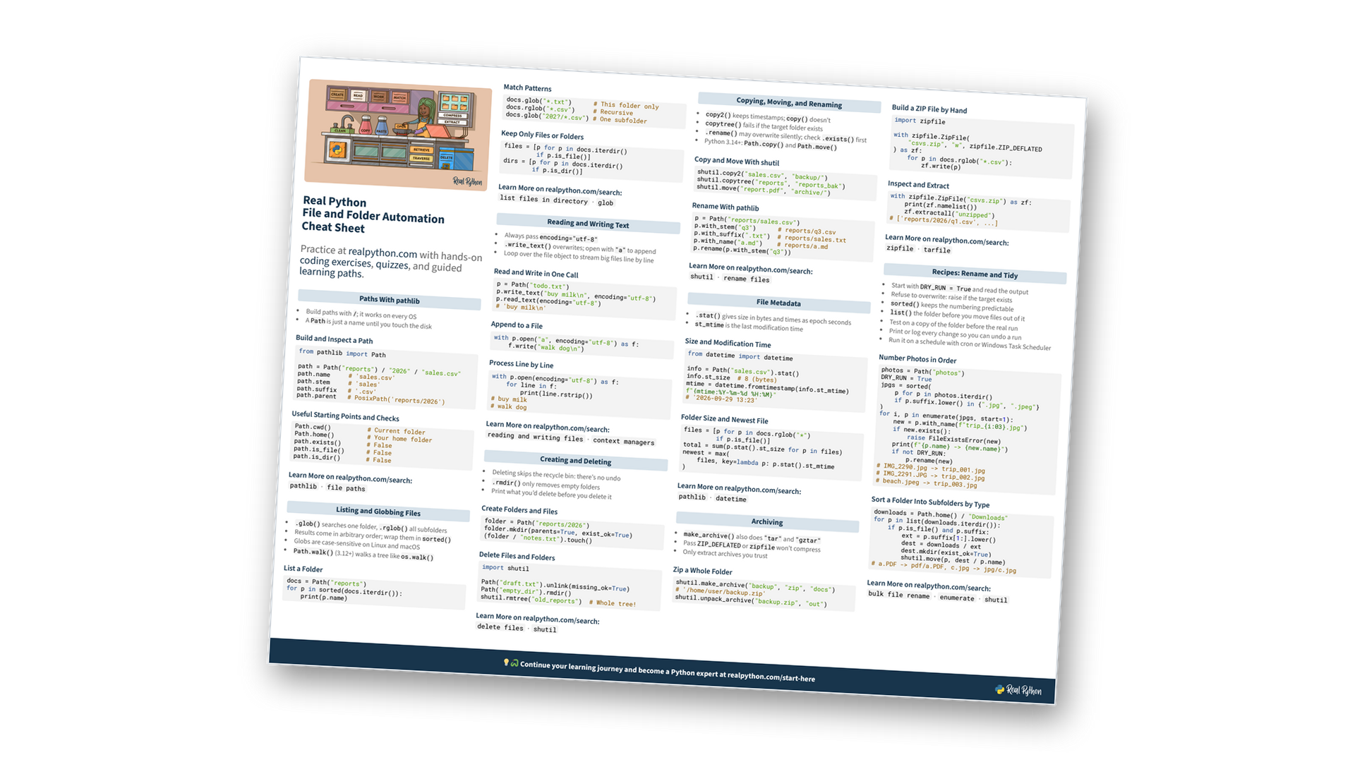 Preview of the File and Folder Automation Cheat Sheet