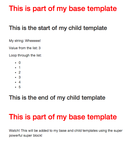 Jinja templating example defining a footer block