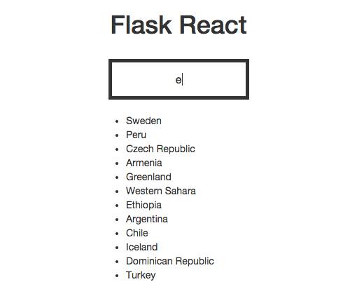 Flask React dynamic search