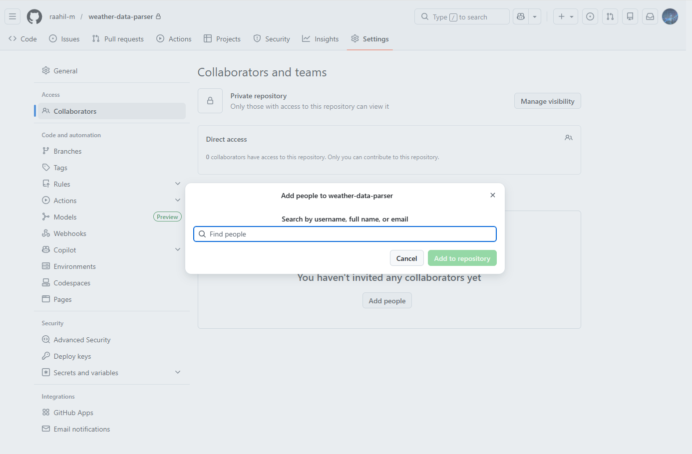 How to add Github collaborator