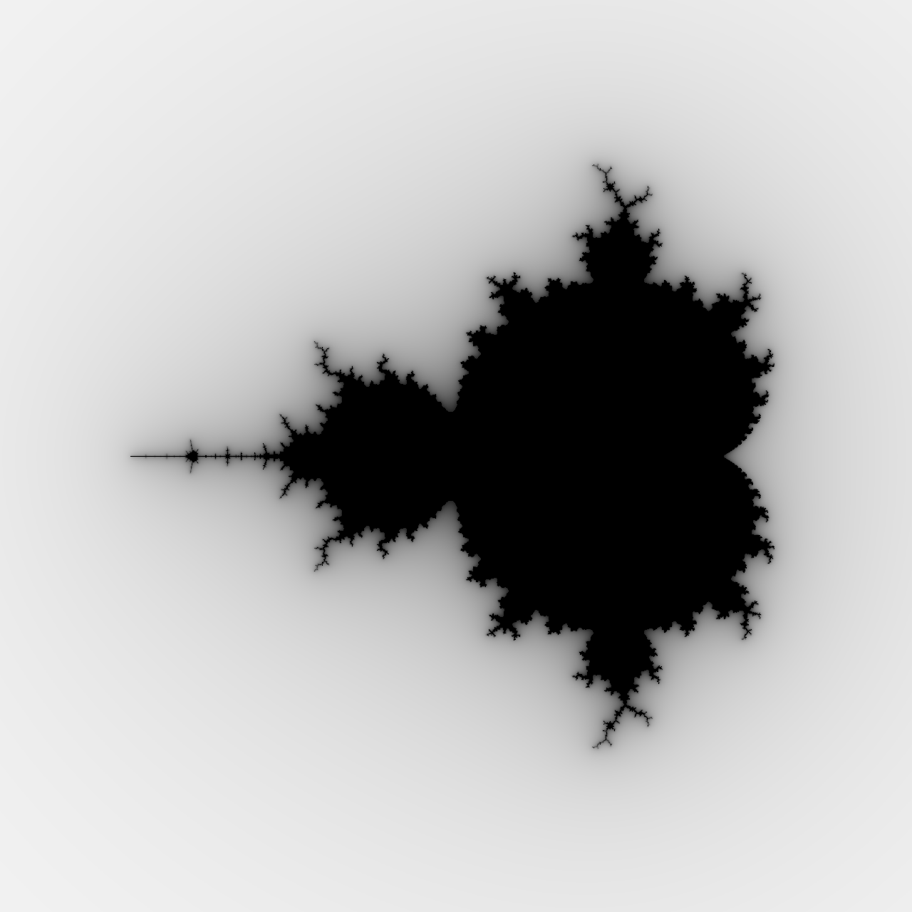 Pillow's Rendering of the Mandelbrot Set in Grayscale (Smoothed)