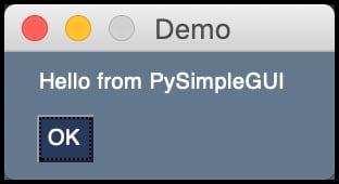 PySimpleGUI 中的 Hello World