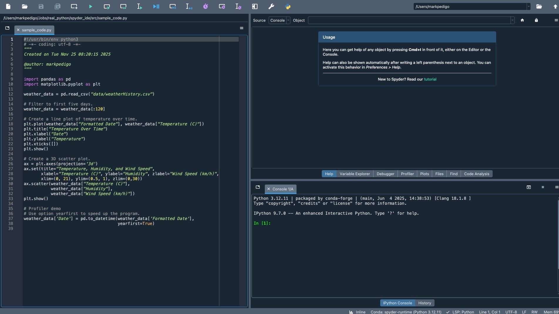 Spyder IDE Interface