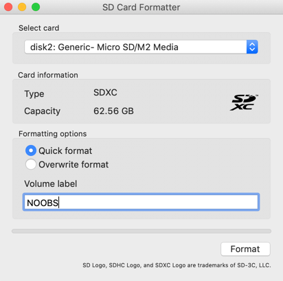 sd card formatter raspberry pi