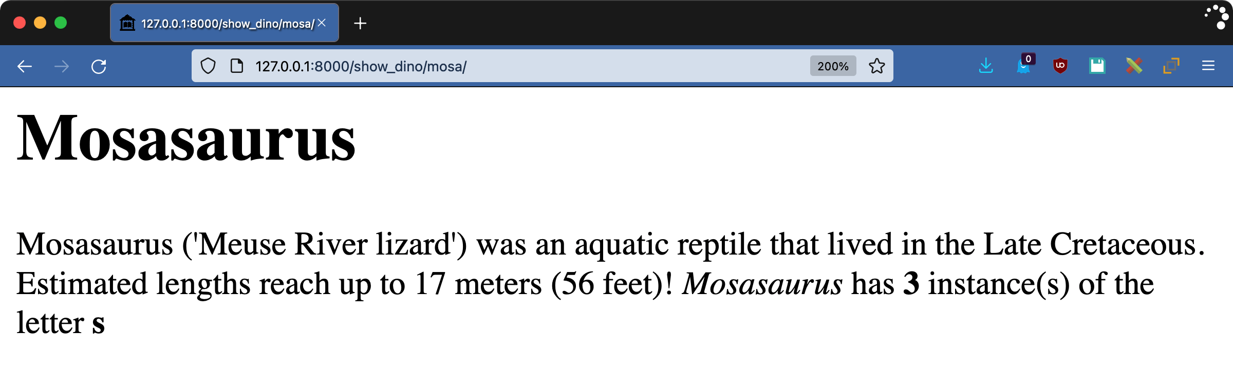 Result of a example template with letter_count filter