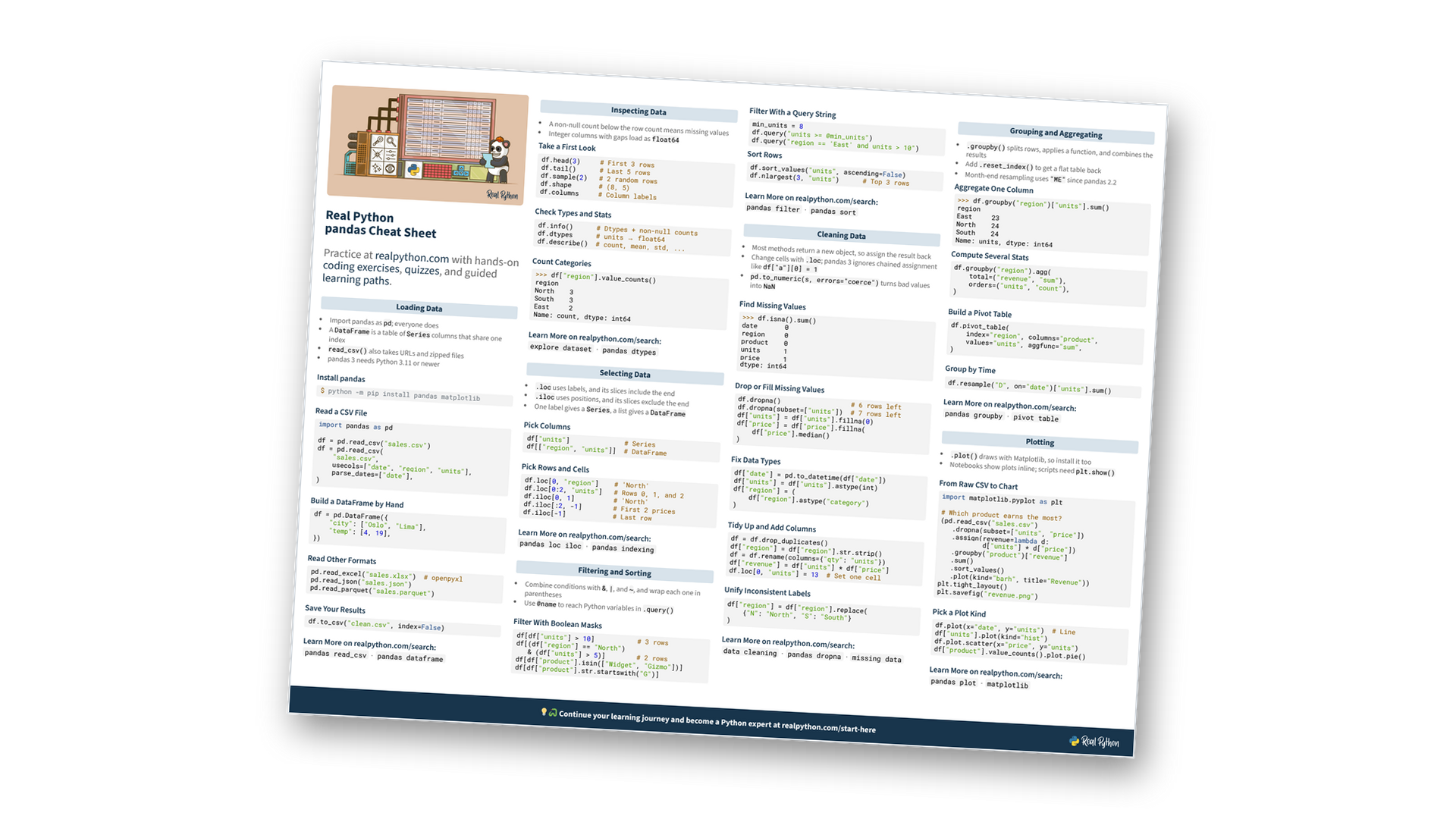 Preview of the pandas Cheat Sheet