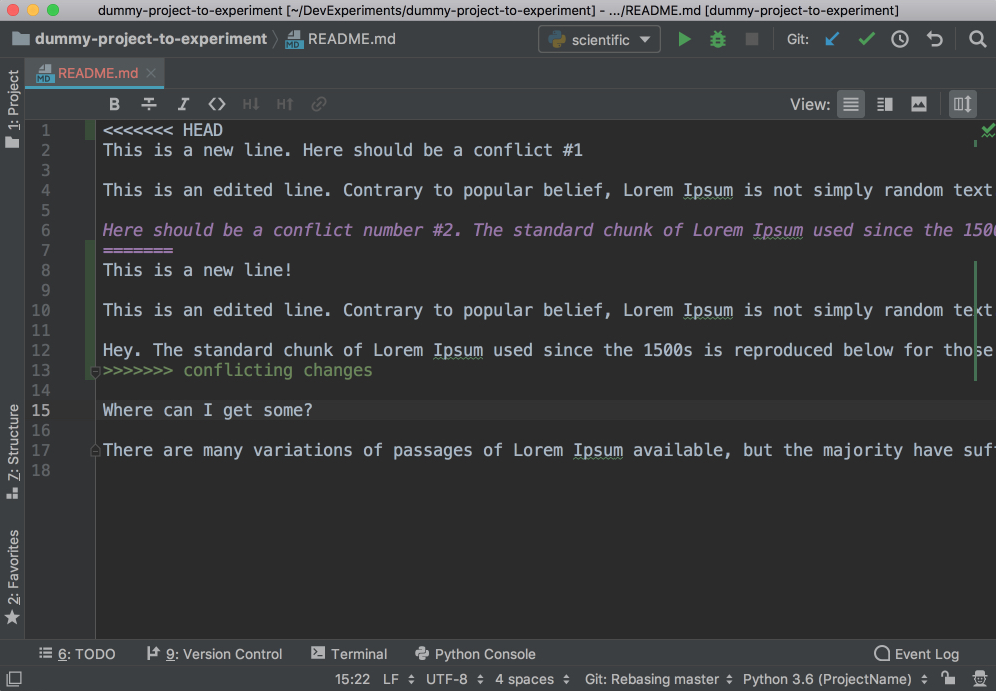 Conflicts in PyCharm