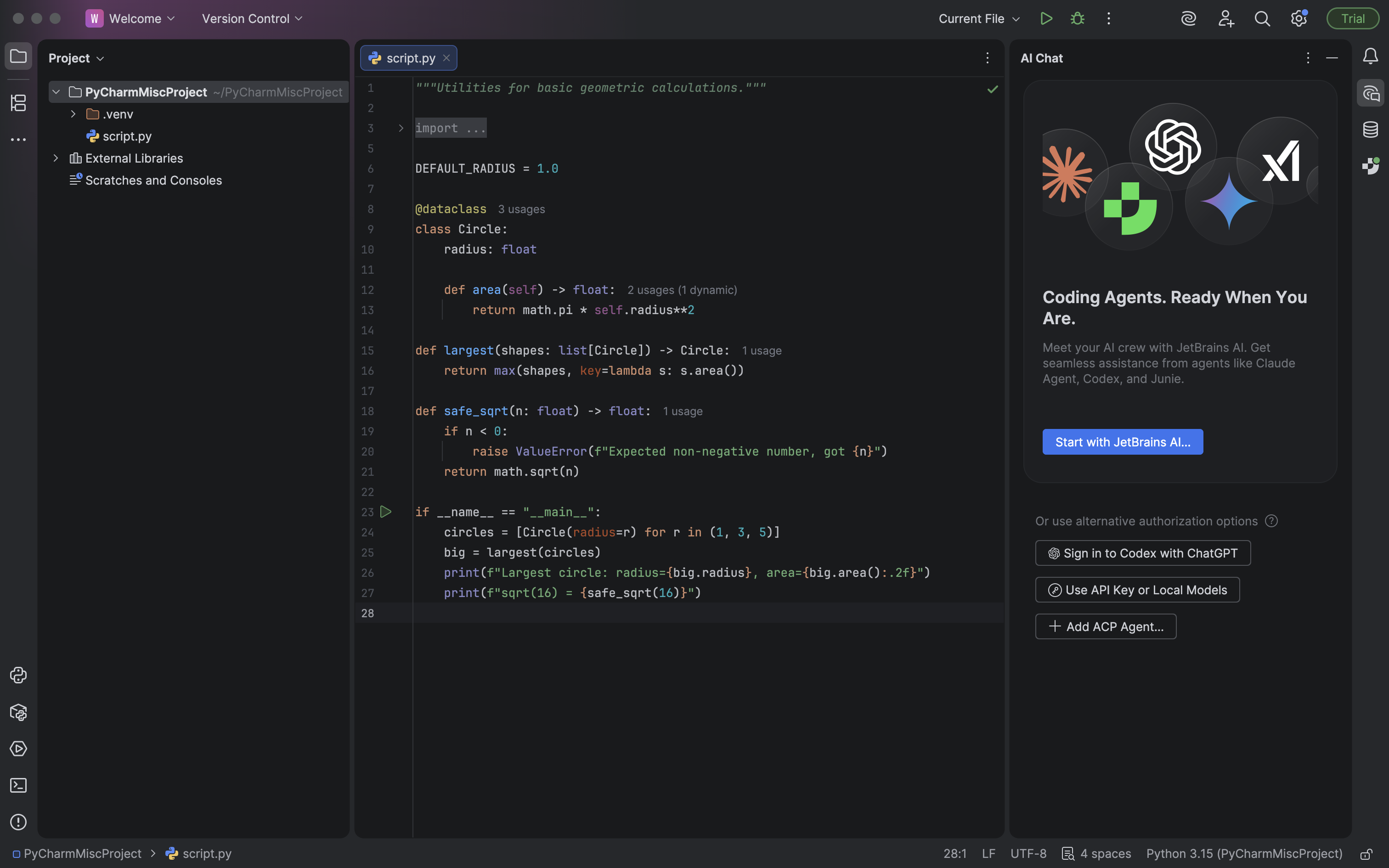 PyCharm IDE Interface