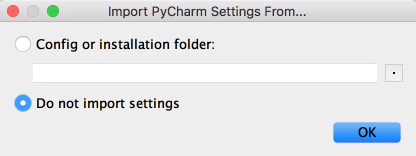 PyCharm Import Settings Popup