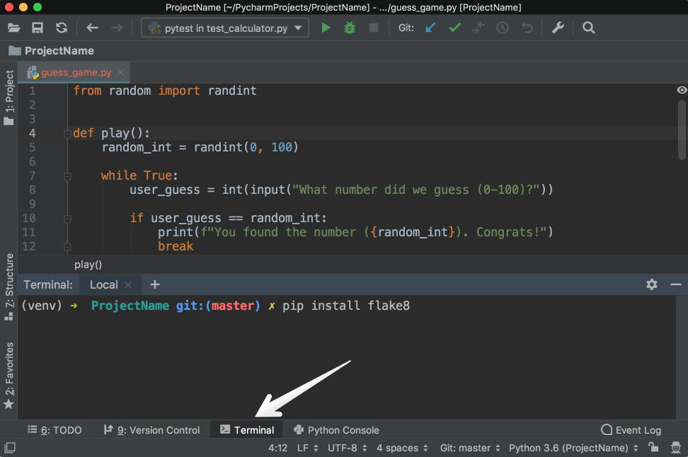 Terminal in PyCharm