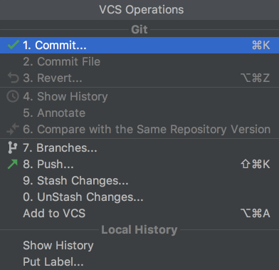 VCS operations in PyCharm