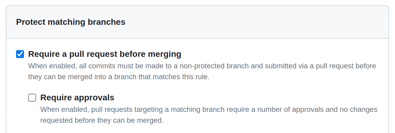 Require a Pull Request Before Merging