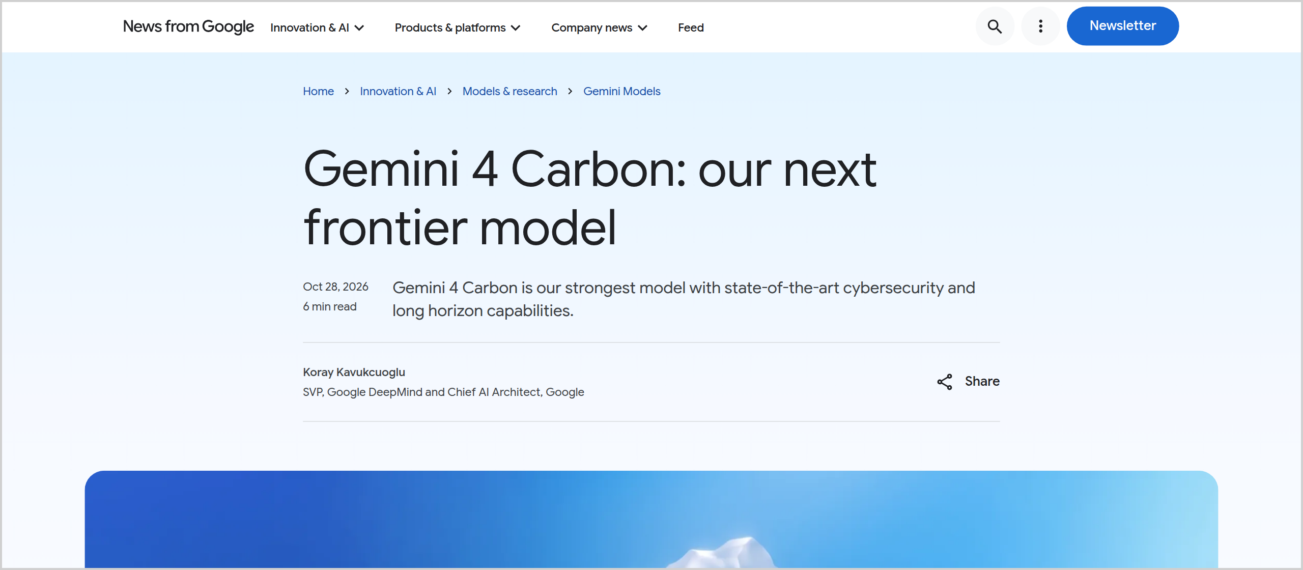 Screenshot of the source page: Introducing Gemini 4 Carbon