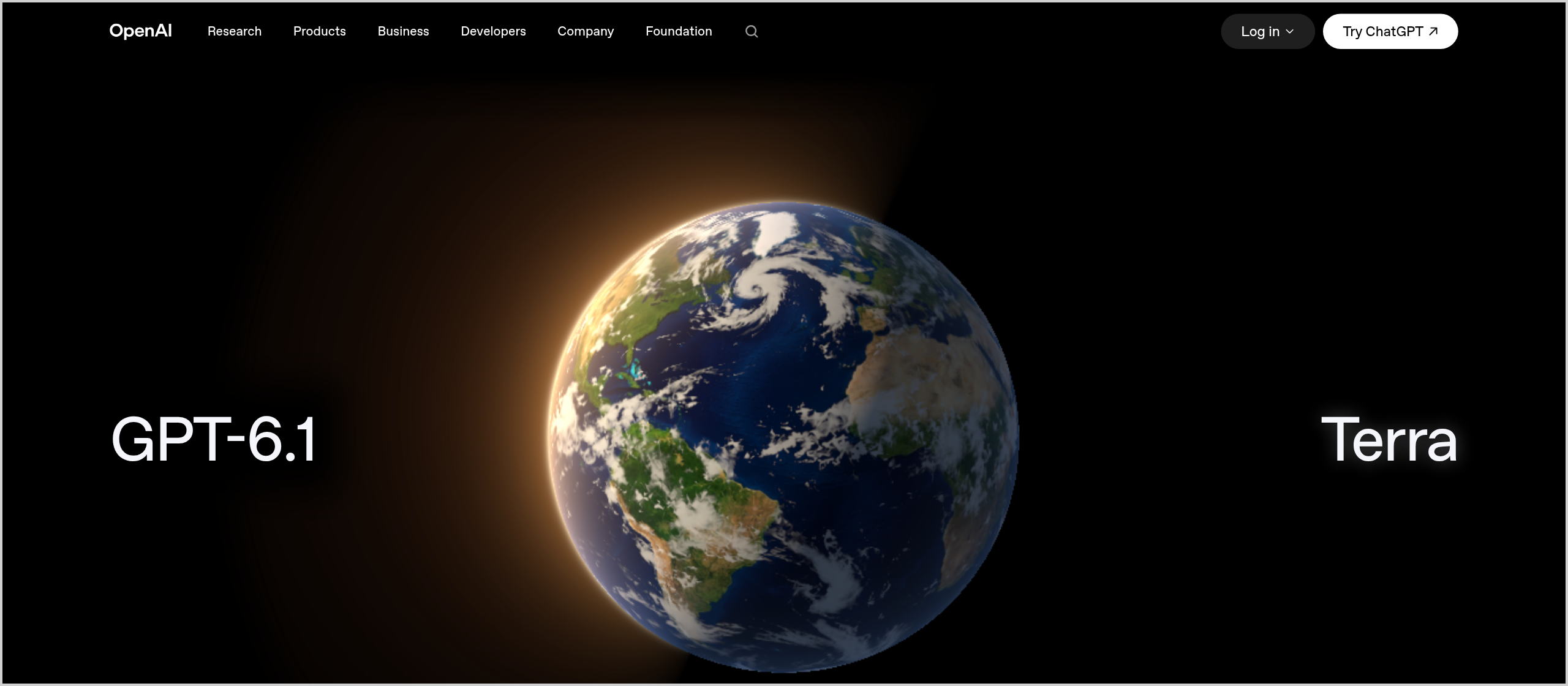 Screenshot of the source page: Introducing GPT-6.1 Terra | OpenAI