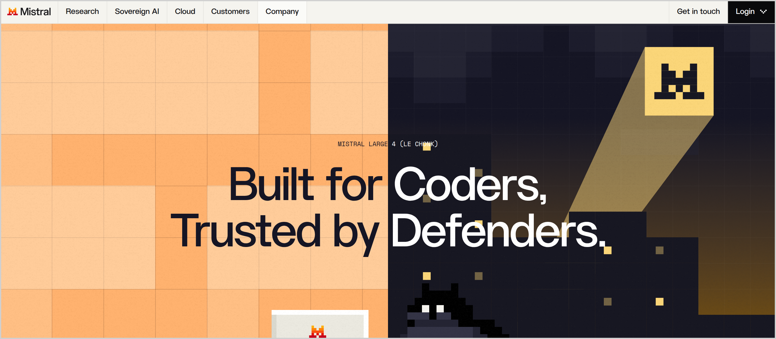 Screenshot of the source page: Mistral Large 4 (Le Chonk) is now open weight | Mistral
