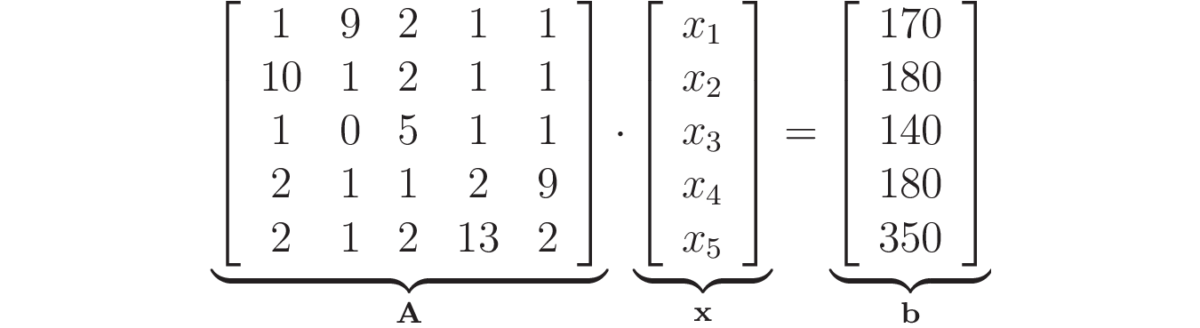 Linear system for all vitamins using matrices and vectors