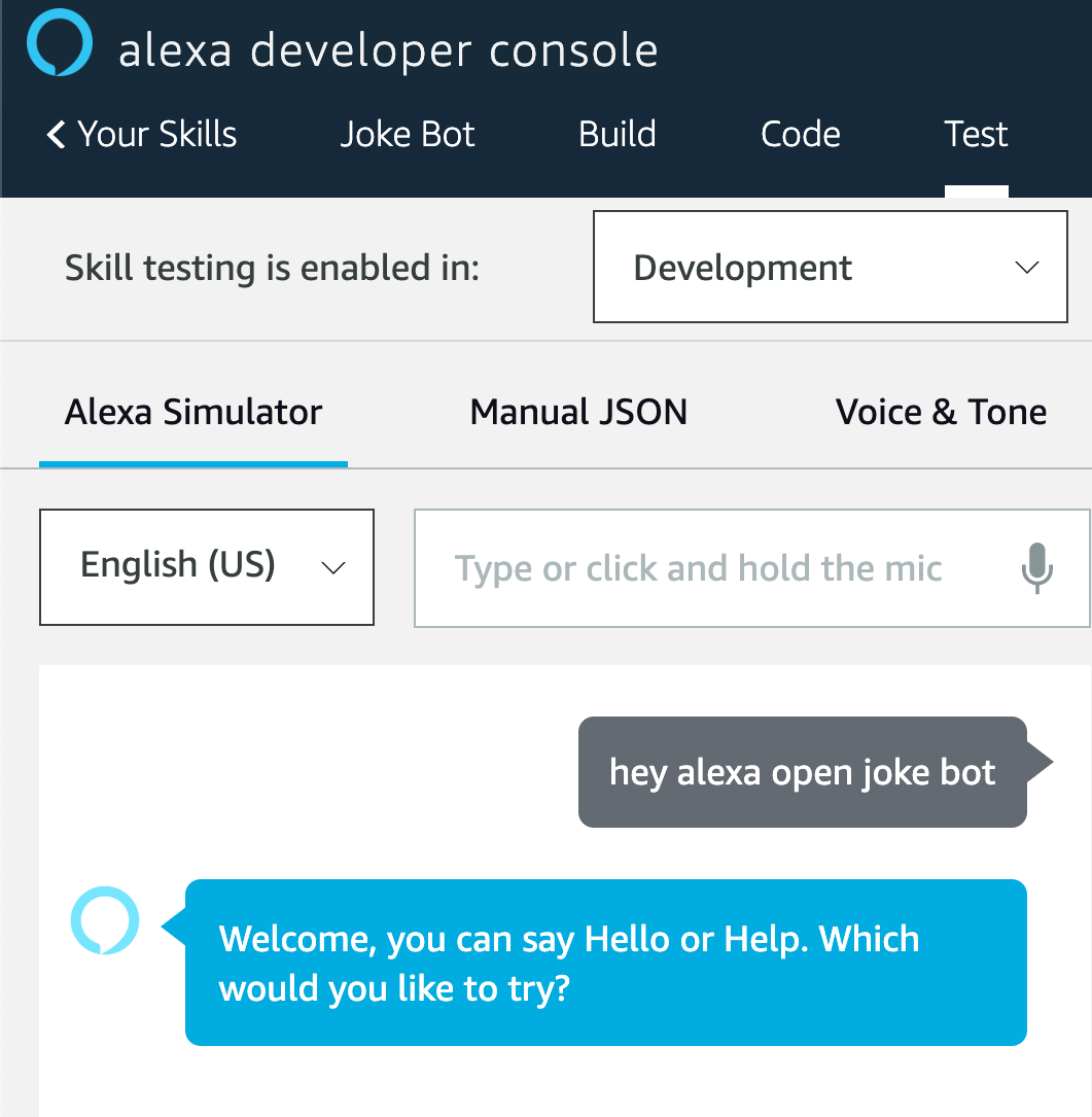 Testing Alexa Simulator