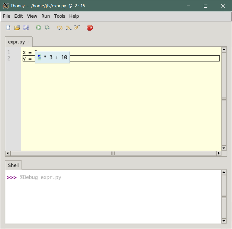 Thonny expr evaluation