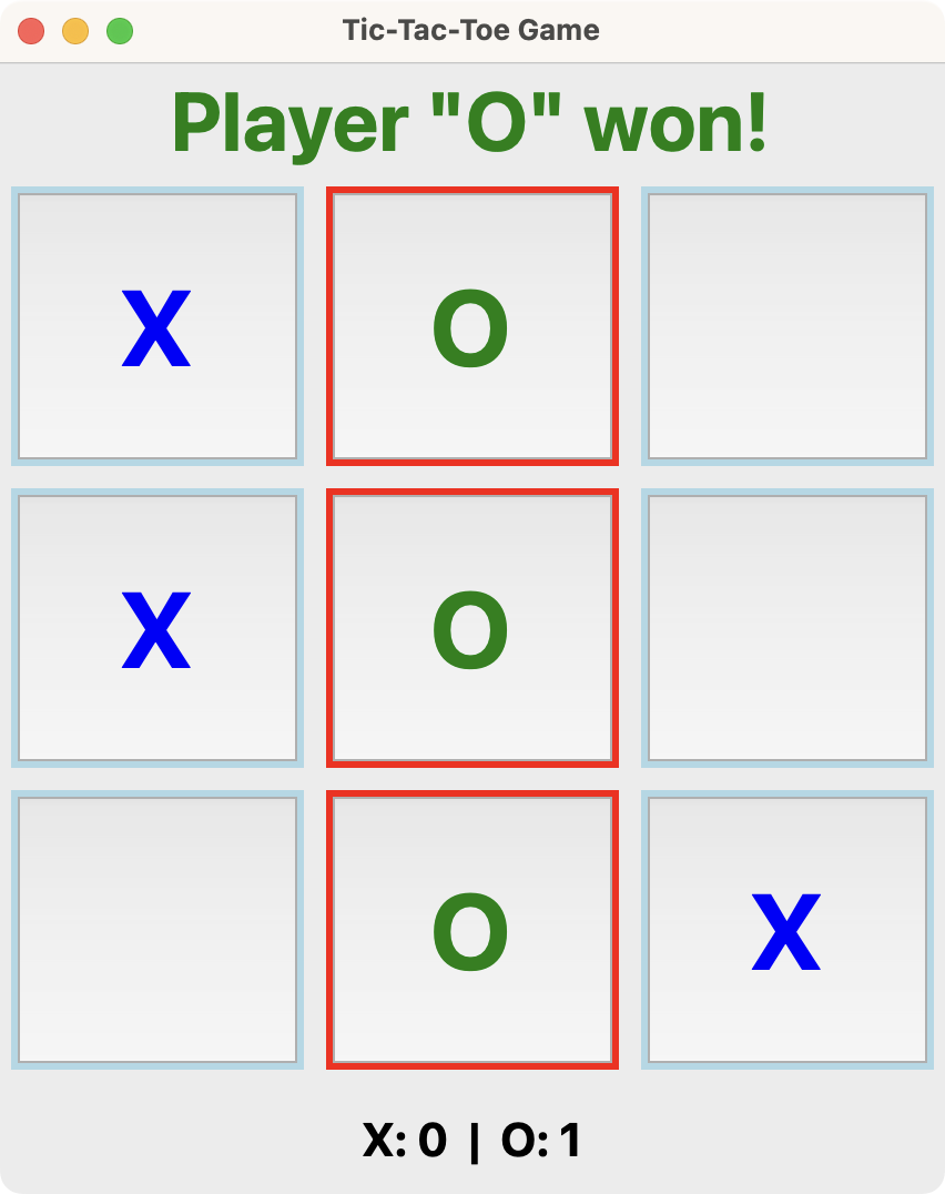 Tic-Tac-Toe Tkinter App With a Score Tracker Below the Board