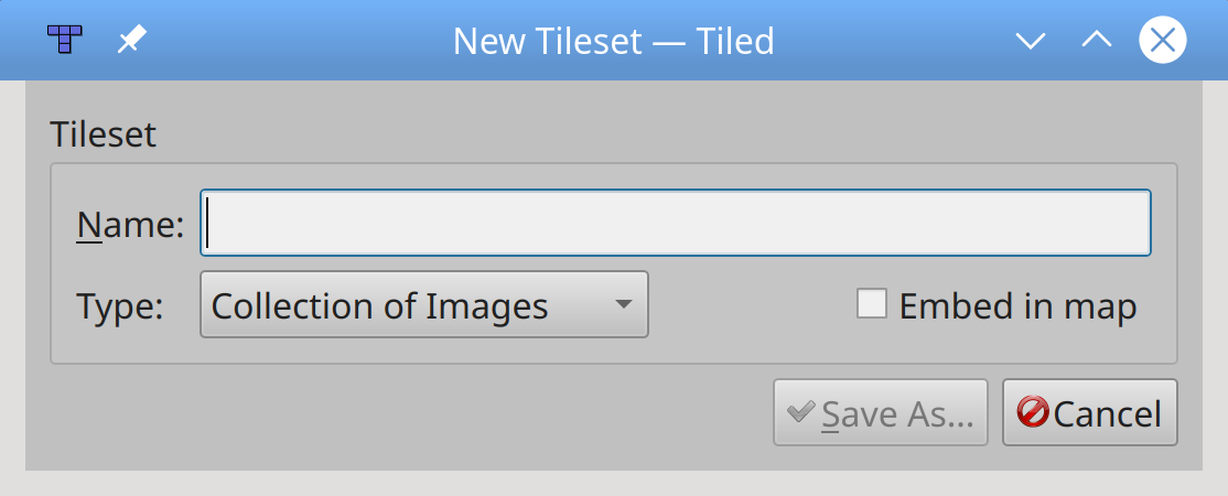 Creating a new tile set in Tiled