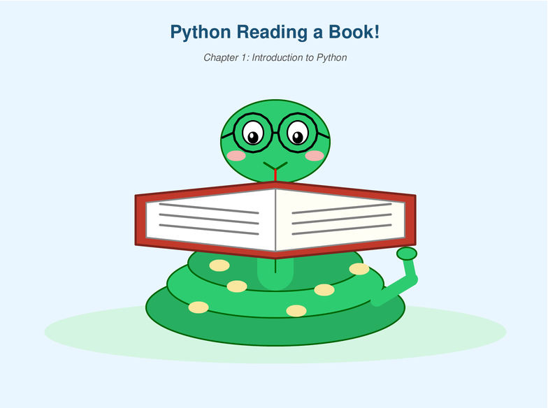A python reading a book, drawn by Muse Wonder