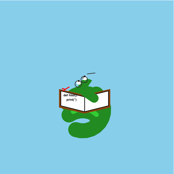 A python reading a book, drawn by Gemini 3.1 Pro Preview