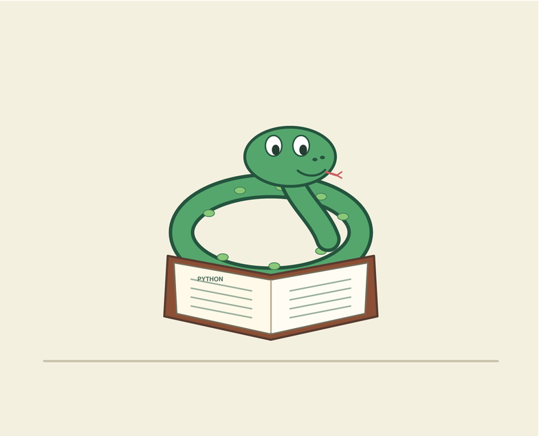 A python reading a book, drawn by GPT-6 Luna