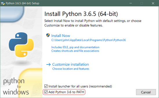 Install Python - The Visual Installer Screen.