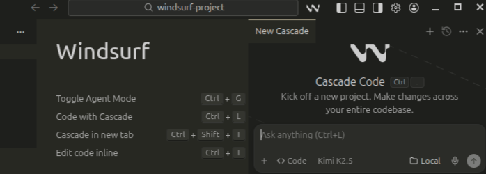 Setting Code Mode on Cursor Editor