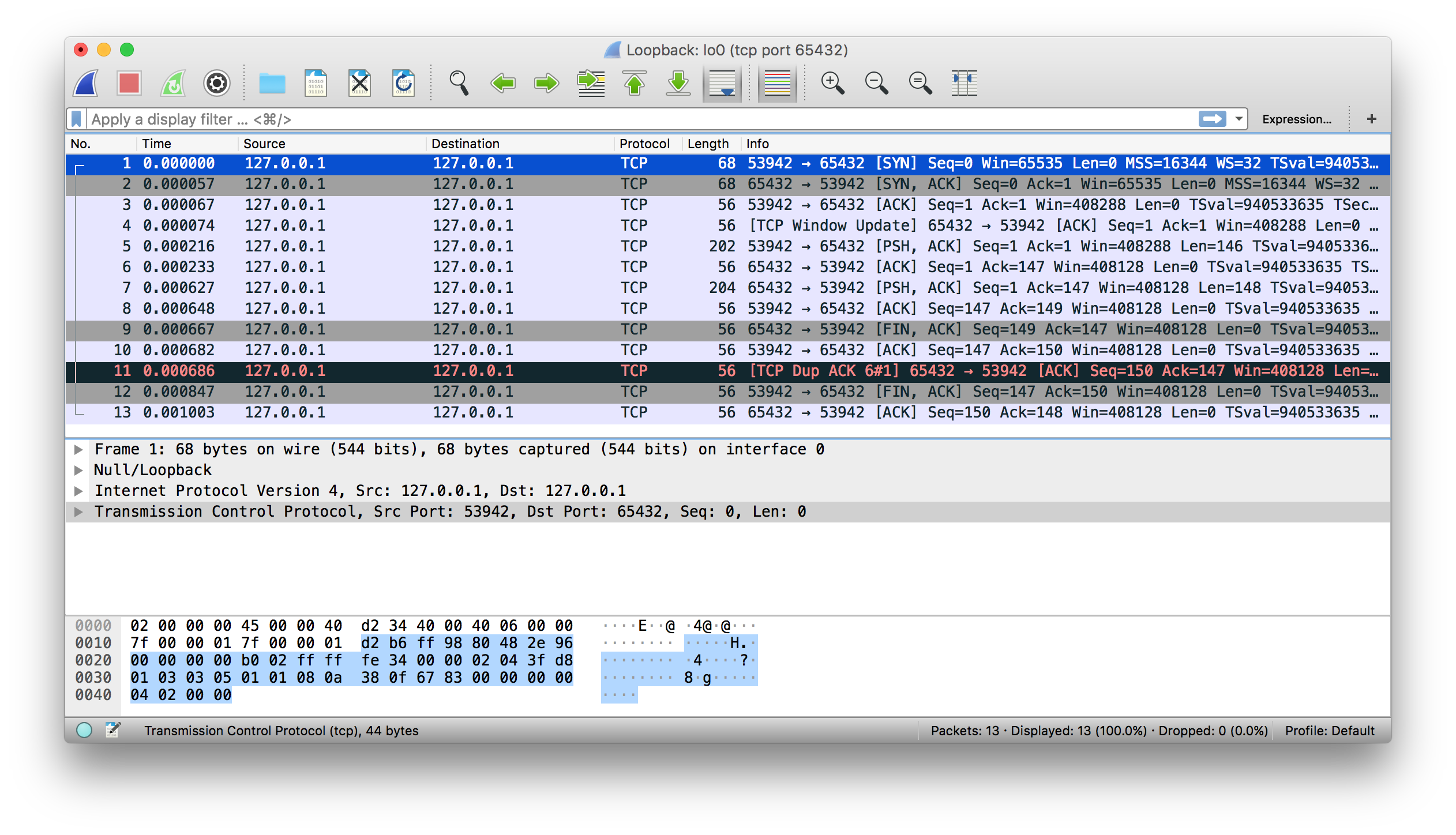 Wireshark снимок экрана