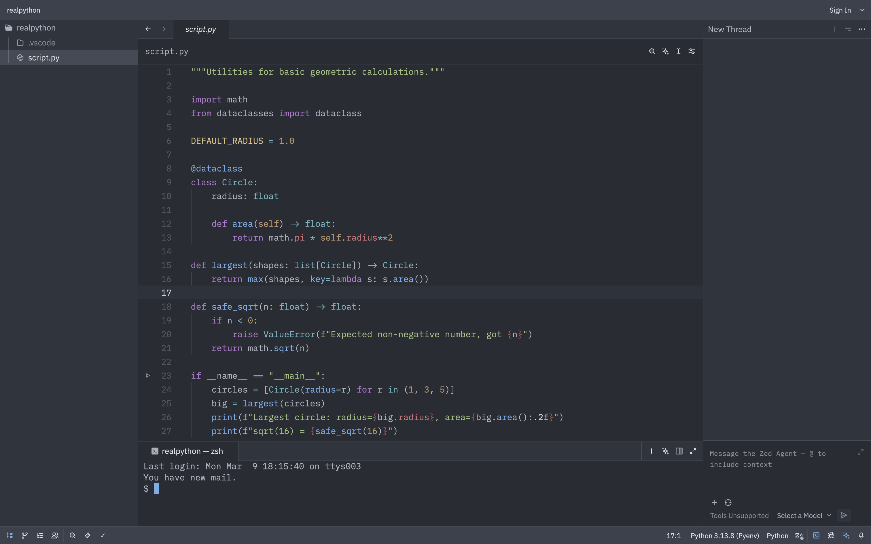 Zed Editor Interface
